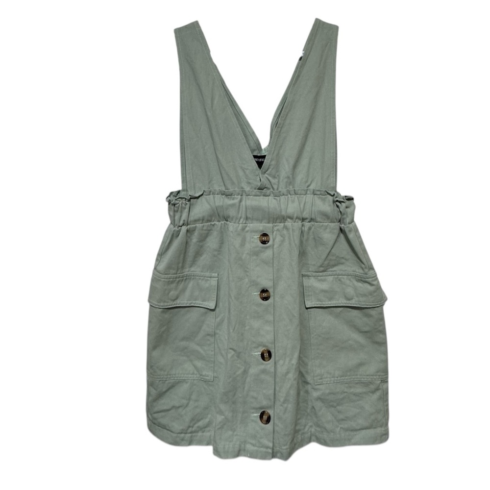 Pretty Little Thing Sage Green 100% Cotton Mini Jumpsuit Size 6